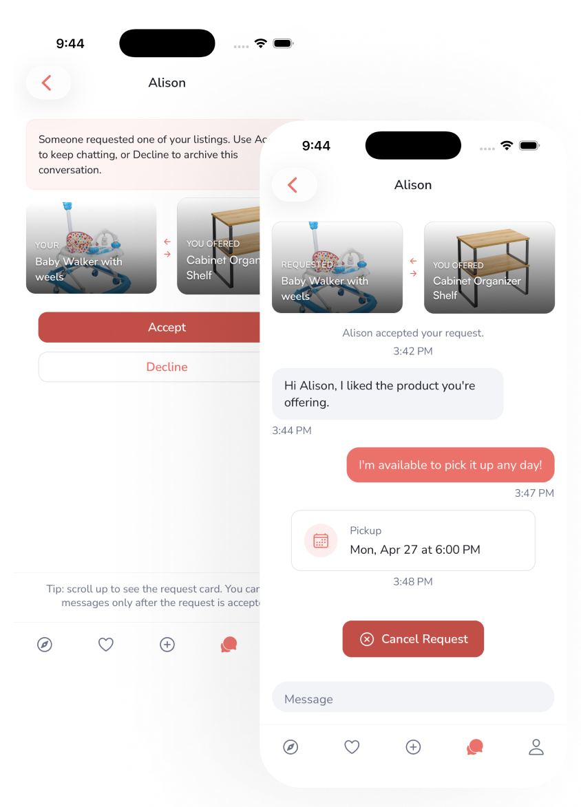 Givehood chat — coordinate a pickup with a neighbor