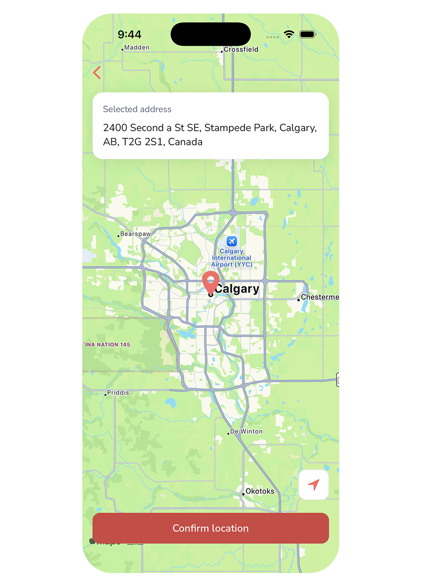 Givehood map — confirm a pickup location nearby